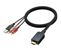 AUTOUTLET eARC/ARC to RCA Audio Cable, HDMI ARC Audio Extractor with Integrated RCA Cable, USB Powered, CEC Volume Control, Stereo PCM Only, for TV to Amplifier or Active Speakers