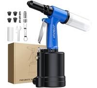 AUTOUTLET Heavy-Duty Pneumatic Rivet Gun Kit, Suitable for Multiple Sizes (3/32 "(2.4 mm), 1/8" (3.2 mm), 5/32 "(4 mm), 3/16" (4.8 mm)), Empowering Renovation and Manufacturing Fields