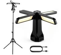 AUTOUTLET LED Camping Work Light with Adjustable 4-Leaf Light Head, 16000mAh Rechargeable Battery, 5 Lighting Modes, Foldable Stand, Magnetic Base & USB Power Bank for Outdoor & Garage Use
