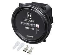 AUTOUTLET Quartz Hour Meter Gauge for Engine Maintenance Tracking, Waterproof and Durable, 12-72V DC, 99,999.9 Hours, Black Bezel