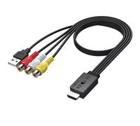 AUTOUTLET RCA to HDMI Converter 1080P/720P HD Conversion, Relive Your Childhood with Retro Games on Modern TVs, Built-in Cable, Instant Plug & Play for Wii, PSOne, PS2, N64 with 20cm Cable & HDMI Plug