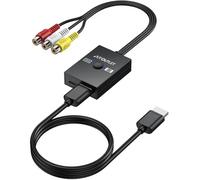 AUTOUTLET RCA to HDMI Converter, AV to HDMI Video Adapter with 1080P/720P Output, Supports 16:9/4:3 Aspect Ratio, Includes HDMI and USB Power Cables, Compatible with Wii, PS1, PS2, N64, DVD, VCR