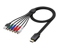 AUTOUTLET YPbPr to HDMI Converter Cable, Female Component to HDMI Adapter with Built-in HDMI Plug, 1080p Pass-Through, USB Powered, for PS2/Wii/Xbox 360/Old DVD Player (Not for RGB, One-Way)