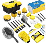 AUTOWN 30PCS Car Detailing Kits, Detailing Brush Set with Drill Brush Attachments and Portable Tool Box, Car Cleaning Kits for Interior, Exterior, Wheels, Windows