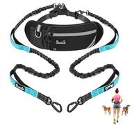 AUTOWT Hands Free Dog Leash with Removable Zipper Pouch, Shock Absorbing Bungee Leashes, Dual Handle and Reflective Stitches, Wide Padded Adjustable Waist Leash for Dogs Training Running Jogging