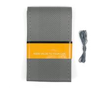 AUTOXBERT 38cm/15 Genuine Leather DIY Steering Wheel Cover Soft Hand Sewing On Wrap Cover with Needles Thread fit for VW Ford Nissan Kia Vauxhall