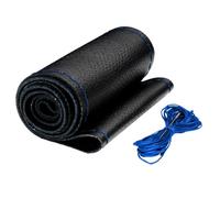 AUTOXBERT 38cm/15Inch Genuine Leather DIY Steering Wheel Cover Soft Hand Sewing On Wrap Cover with Needles Thread fit for VW Ford Nissan Kia Vauxhall