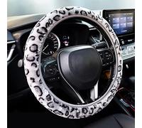 AUTOXBERT Leopard Print Steering Wheel Cover Universal 15 Inch Elastic Plush Softy Fluffy Steering Wheel Cover for Women Girls Winter Warm Fit Suvs, Vans, sedans, Cars, Trucks