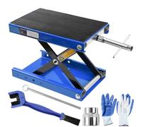 AUTOXBERT Motorcycle Lifting Stand Jack, 1100lbs Capacity Heavy Duty Steel Lift with Center Hoist Crank Stand Wide Deck for Various Motorcycles (Blue)