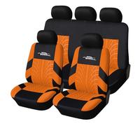 AUTOYOUTH Car Seat Covers Universal Fit Full Set Car Seat Protectors Tire Tracks Car Seat Accessories - 9PCS, Black/Red (Orange)