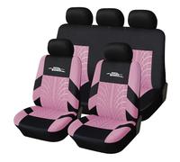 AUTOYOUTH Car Seat Protectors, Full Set with Front Bucket and Split Bench Back Seat Covers for Cars - 9pcs, Pink