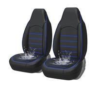 AUTOYOUTH Universal Front Car Seat Covers (Pair) - Waterproof Faux Leather Upholstery Protectors, Airbag Compatible - Fit for Most Hatchbacks, Saloons, SUVs & Vans, Blue/Black