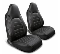 AUTOYOUTH Universal Front Car Seat Covers, Waterproof PU Leather, Black, Airbag Compatible, Pair, for SUV, Van, Saloon