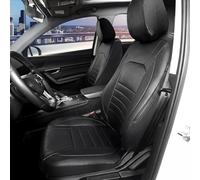 AUTOYOUTH Universal Front Car Seat Covers, Waterproof PU Leather, Black, Airbag Compatible, Pair, for SUV, Van, Saloon