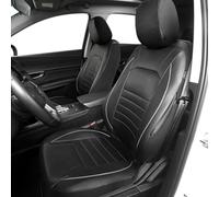 AUTOYOUTH Universal Front Car Seat Covers, Waterproof PU Leather, Grey/Black, Airbag Compatible, Pair, for SUV, Van, Saloon
