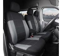 AUTOYOUTH Van Seat Covers, Heavy Duty, Waterproof, Universal Fit for 2+1 Front Seats, Durable Oxford Fabric, Single & Double Car Seat Covers for Single Driver and Double Passenger Seat -Black & Grey