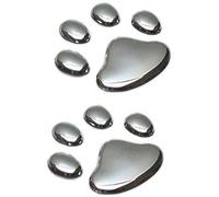 Autozubehr JP-5WZ0-FN77 2 Pcs 3D Chrome Lettering Sticker Paws Paw Print Sticker Emblem Silver Animal Paw Dog Cat Footprint Paw Paw Print