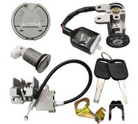AUTQVA GY6 50cc Ignition Switch Key Gas Tank Cap Saddle Lock Set for Scooter Moped TaoTao Peace Roketa Jonway NST Tank, Black