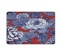 Autravelco Farmhouse Metal Signs Red And Blue Chinoiserie Floral Wall Décor Metal Plaque for Kitchen Bedroom Shop Grand Millennial Wildflowers Art Poster Gift for Outdoor 12x18 Inch