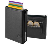 Autreykorn Men's Wallet Slim Wallet Card Holder Coin Compartment RFID | Men's Leather Smart Wallet Card Holder Pop-Up RFID Wallet Gift Father's Day 10 Cards
