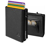 Autreykorn Men's Wallet Slim Wallet Card Holder RFID Protection | Men's Leather Smart Wallet, Card Holder Pop-Up, RFID Wallet, Coin Pocket, Gift Father's Day