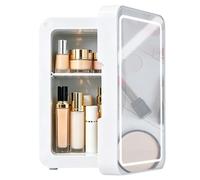 Autrfso 4L Skincare Fridge with LED Mirror, Portable Mini Refrigerator for Bedroom, 3-Level Brightness Lighting, Cooling & Warming, Quiet Cosmetic Fridge for Car, Office, Dorm