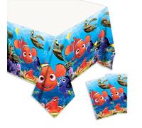 Autrpoweo 2Pcs Finding Nemo Tablecloth Disposable Tablecover Birthday Party Supplies for Kid Boy Baby Shower Rectangle Tables 70"X42",2 Pack