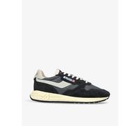 Autry Mens Autry Reelwind Brand-Embroidered Leather and Nylon Low-Top Trainers Black Eur 42 / 8 UK Men