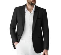 Autsel Mens Blazer 1 Button Casual Slim Fit Blazer Jacket Business Lightweight Suit Jackets Wedding Tuxedo Black L