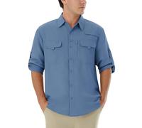 Autsel Mens Hiking Shirts Long Sleeve UPF 50+ Sun Protection Outdoor Shirts | Breathable quick dry button down shirt with pockets, designed for outdoor walking, fishing, golfing, travel and camping