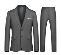Autsel Mens Suits 2 Piece Slim Fit Two Buttons Business Wedding Formal Dinner Tuxedo Classic Suit Blazer Trousers Dark Grey XS