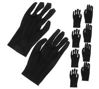 AUTSUPPL 10 Pairs Black Breathable Nylon Gloves for Jewelry Handling Inspection Protective Formal Ceremonial Use with Three-rib Design for Watch Store