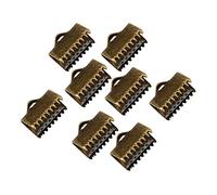 AUTSUPPL 100pcs Metal Fastener Clasps Plated Ribbon Ends Textured Clamp Cord Ends Buckles Zipper Clips for DIY Jewelry Craft