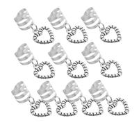 AUTSUPPL 10pcs Fashionable Sweet Alloy Open Heart Hair Cuffs for Women Hair Pins for Buns Bands for Women Braiding Accessories Braid Jewelry for Braids and Dreadlocks Jewelry for