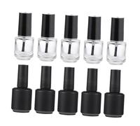AUTSUPPL 10pcs Glass Empty Nail Polish Bottles Refillable Touch Up Vials for DIY Nail Gel Mixing Cosmetic Containers Portable for Travel and Home Use