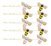 AUTSUPPL 10pcs Metal Bee Bobby Pins Hair Barrettes for Women Colorful Drip Oil Cute Bee Design Suitable for Weddings Parties Birthdays and Various Hairstyles