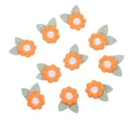 AUTSUPPL 10Pcs Orange Embroidered Flower Patches with Leaves DIY Sewing Appliques for Clothing Repair Decoration Handcrafted Bright Color Embroidery Motifs for Jackets Jeans Bags Hats