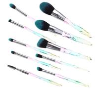 AUTSUPPL 10pcs Professional Makeup Brushes Set Diamond Handles Rainbow Gradient Gray Ferrules Black-blue Synthetic Bristles Foundation and Face Powder Tools for Cosmetic Use