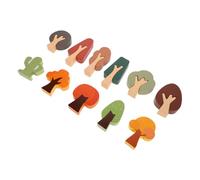AUTSUPPL 11pcs Wooden Train Track Accessory Trees Set for Montessori Toys, Natural Wood Miniature Model Trees with Interlocking Design, Creative Scene Forest Decoration for Educational