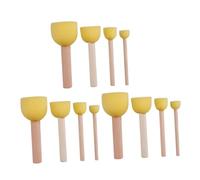 AUTSUPPL 12 Pcs Sponge Painting Brushes with Wooden Handles Reusable Round DIY Paint Stamps for Creative Drawing and Color Cognition Development Washable Art Tools