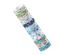 AUTSUPPL 12 Rolls Ocean-themed Washi Tape Set with Adhesive for Scrapbooking Journaling and DIY Crafts Featuring Cute Sea Creatures and Life Designs for Summer Projects and Creative