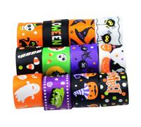AUTSUPPL 12pcs Halloween Grosgrain Ribbon Set Wide for DIY Crafts Wrapping Party Decorations with Pumpkin Cat Print