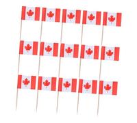 AUTSUPPL 150pcs Canada Flag Toothpick Party Toppers Double-sided Paper Flags Sticks Sturdy Mini Cupcake Decorations for Canada Day Cheese Boards Fruit Platters and Buffet Events