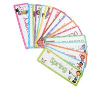 AUTSUPPL 16pcs Seasonal and Monthly English Flash Cards for Visual Aid for Kindergarten and Home Learning Enhance Vocabulary and Memory with Bright Illustrations Classroom Supplies for