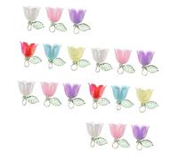AUTSUPPL 18PCS Lily Flower Beads with Floral Leaf Pendants for DIY Jewelry Making Colorful Dangle Charms for Bracelets Necklaces Keychains Earrings Crafting Supplies