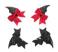 AUTSUPPL 2 Pairs Halloween Devil Wings Hair Clips Gothic Bat Wing Barrettes for Cosplay Party Versatile Demon Hair Accessories for Women with Firm and Cloth Design