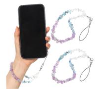 AUTSUPPL 2 Pcs Crystal Stone Phone Charm Lanyards with Strong Thread Short Wrist Straps for Anti-lost Phone String