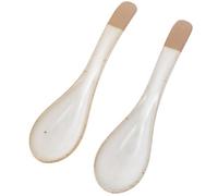 AUTSUPPL 2 Pcs Japanese Style Vintage Ceramic Soup Spoons with Arched Handle for Comfortable Grip Heat-Resistant Nonslip Dessert and Coffee Mixing Spoons Elegant Design for Home and Family