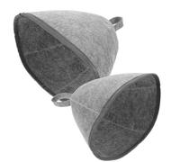 AUTSUPPL 2 Pcs Thick Felt Sauna Hats for Adults Unisex Bathing Shower Caps Heat Resistant Sauna Accessories Grey Piped Edge for Steam Room and Hot Bath Use