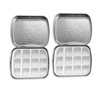 AUTSUPPL 2 Sets Nail Polish Storage Box with Compartments Mini Palette Case for DIY Nail Gel Portable Lightweight Organizer to Keep Polish Fresh and Prevent Drying Silver Design